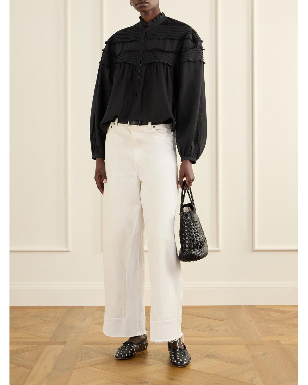 Loeffler Randall Black Studded Leather Ballet Flats