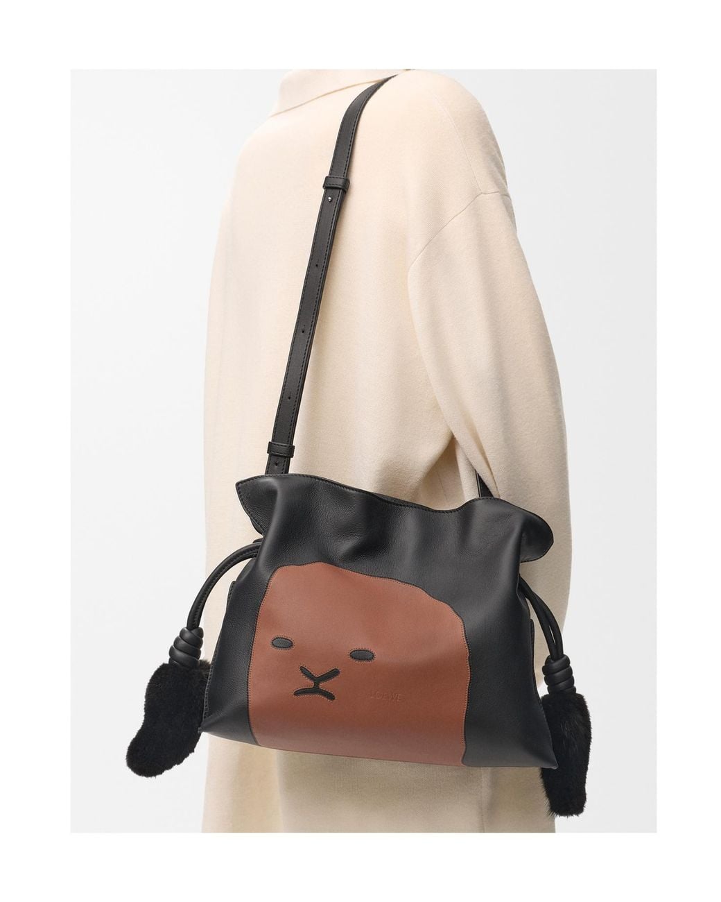 Loewe Black Medium Lion Intarsia Flamenco Shoulder Bag