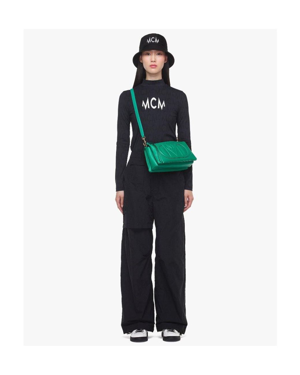 MCM Green Logo Shoulder Bag