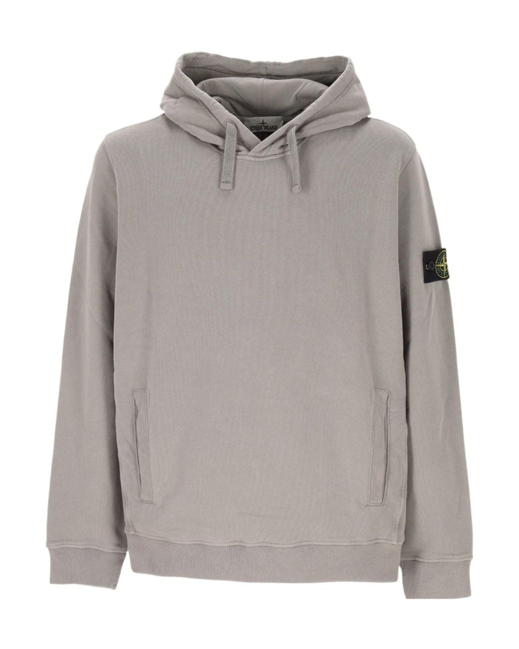 Stone Island Gray Brushed Adjustable Hood Hoodie for men