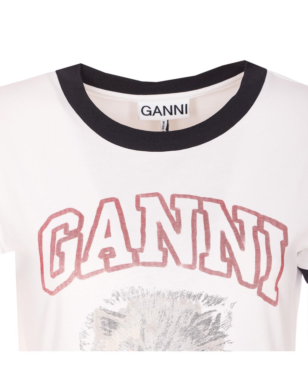 Ganni White Cropped Kitty T-Shirt