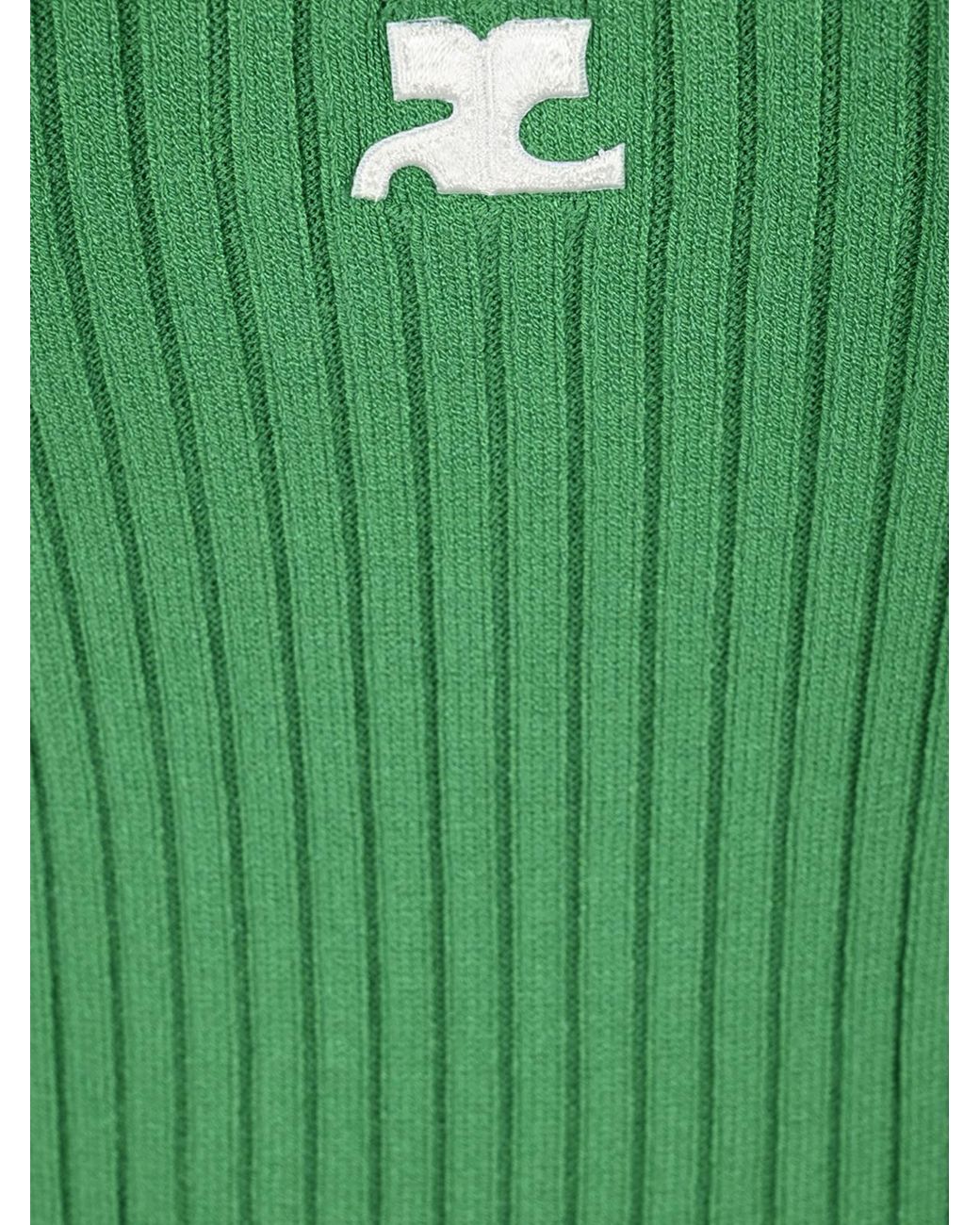 Courreges Green Courrèges Ribbed Logo Knitted Top