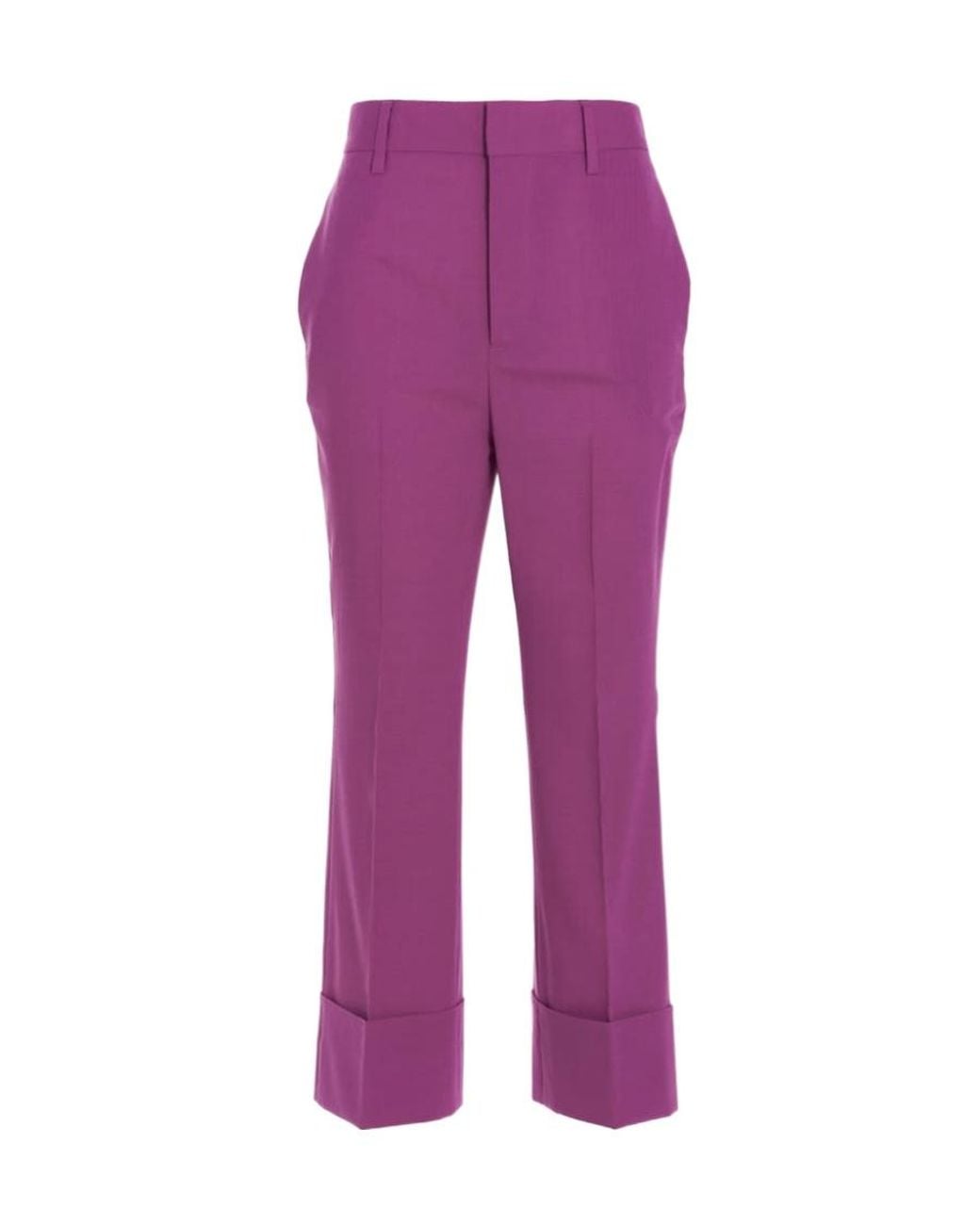 DSquared² Purple Pleated Wide-Leg Trousers