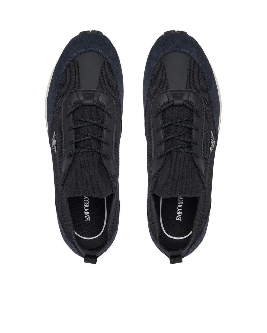 Emporio Armani Blue Logo Patch Sneakers for men