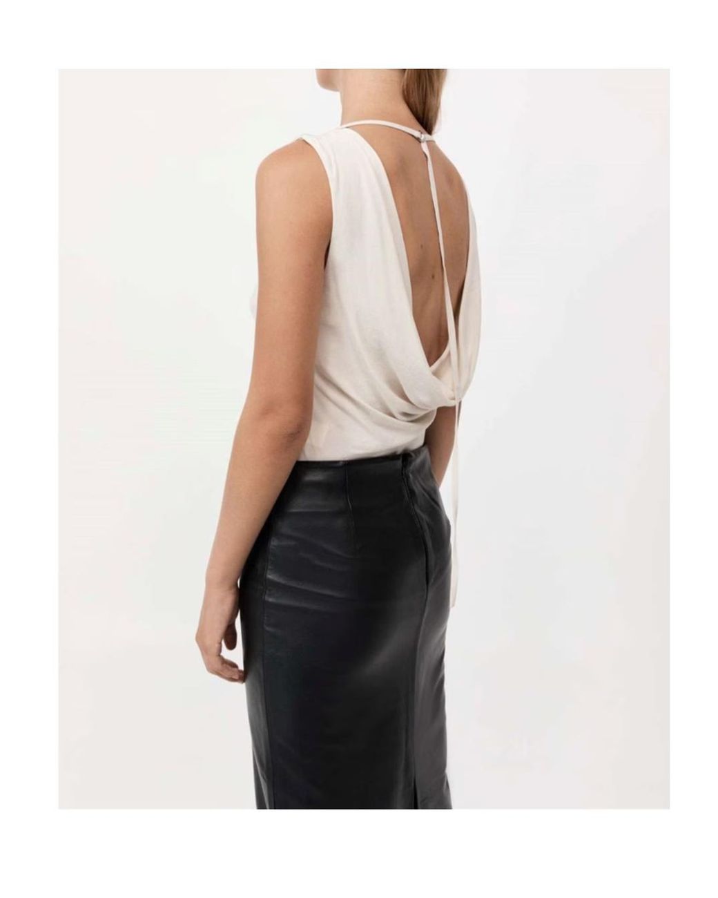 St. Agni Natural Draped Open-Back Blouse