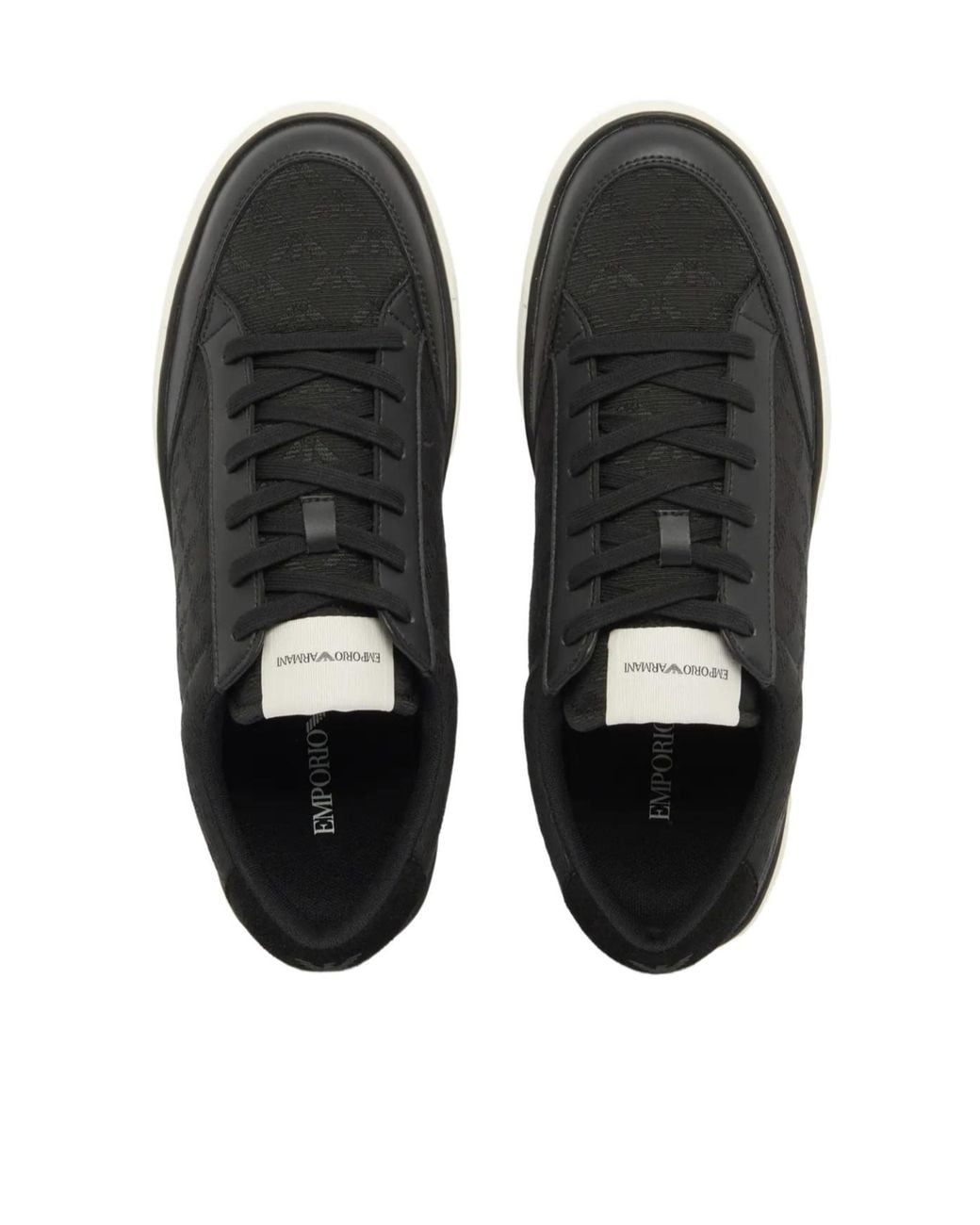 Emporio Armani Black Lace-Up Low-Top Casual Shoes for men