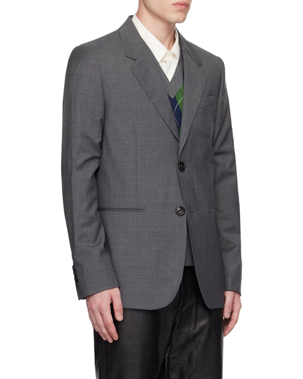 AMI Gray Single-Breasted Blazer for men