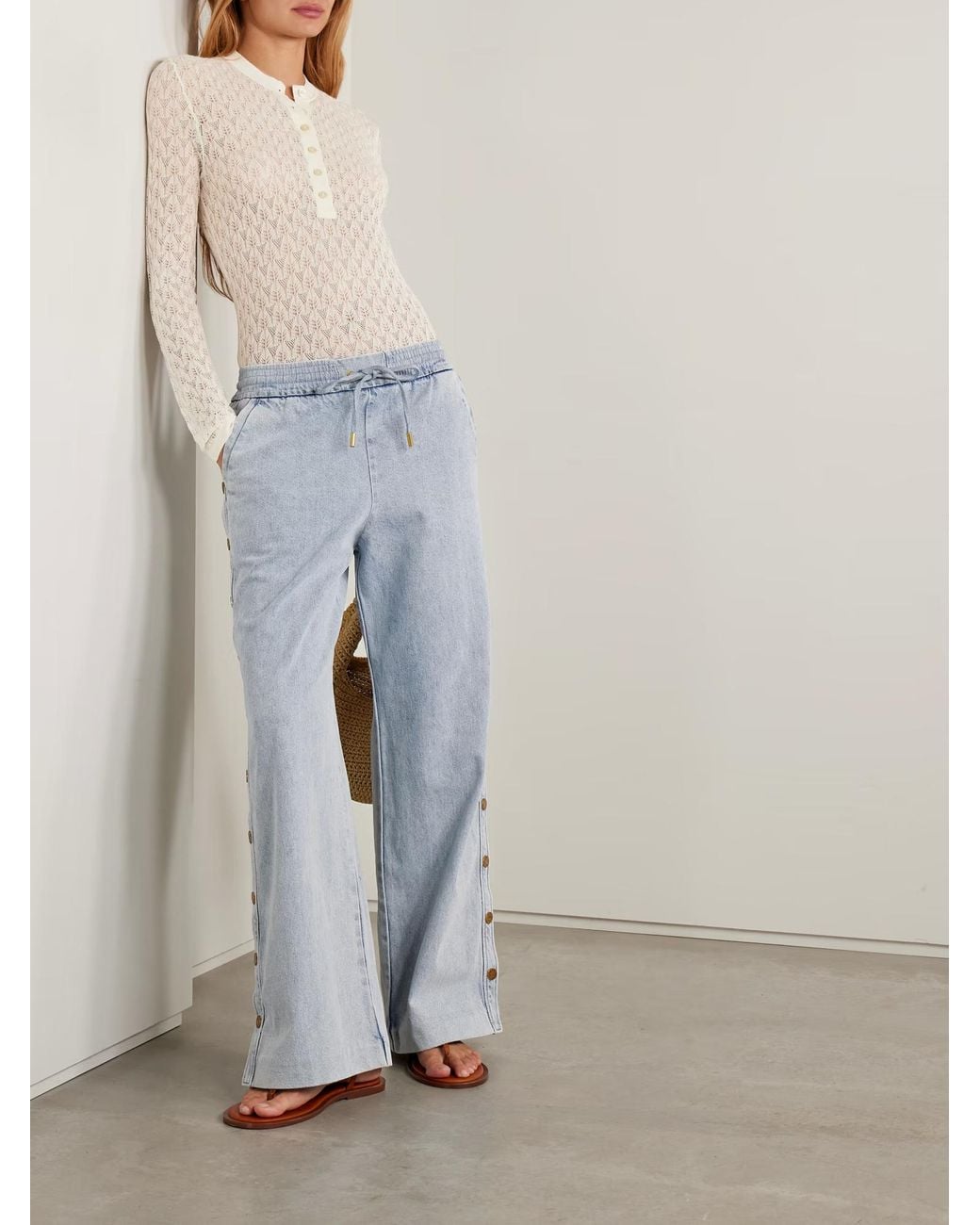 Zimmermann White Openwork Knit Top