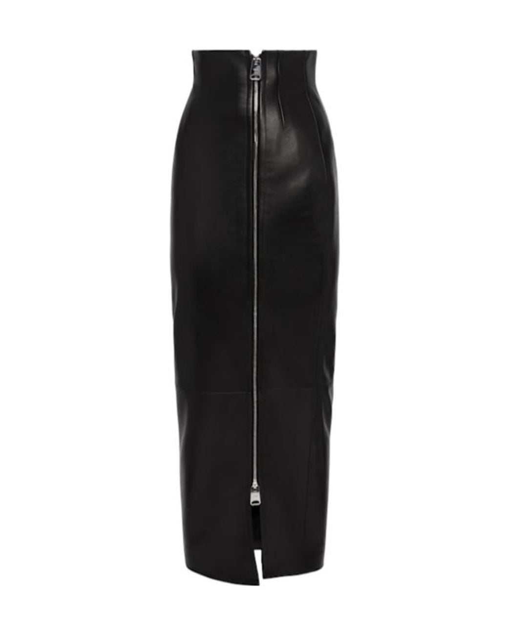 Khaite Black Gres Leather A-Line Midi Skirt