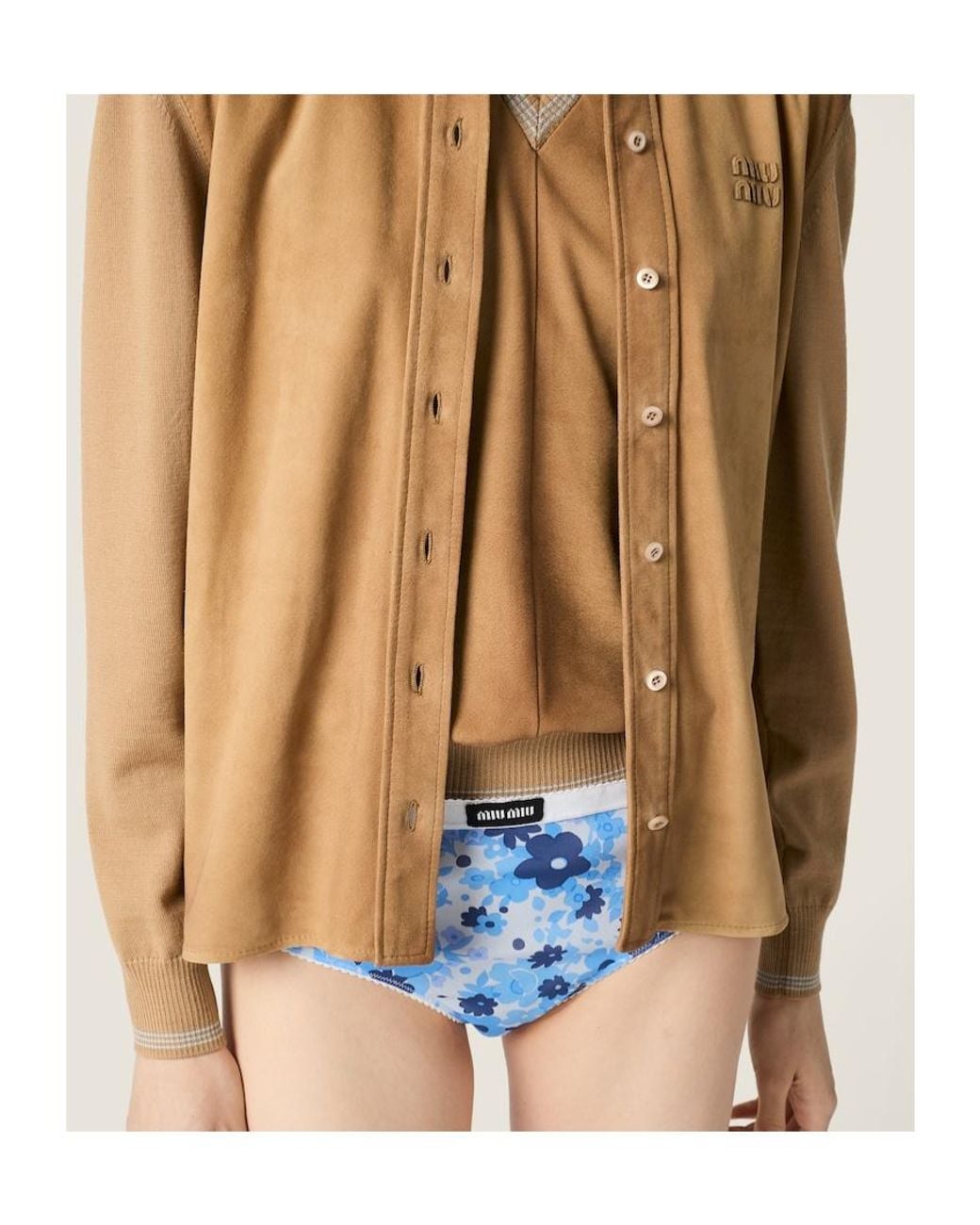 Miu Miu Brown Long-Sleeved Button-Up Shirt