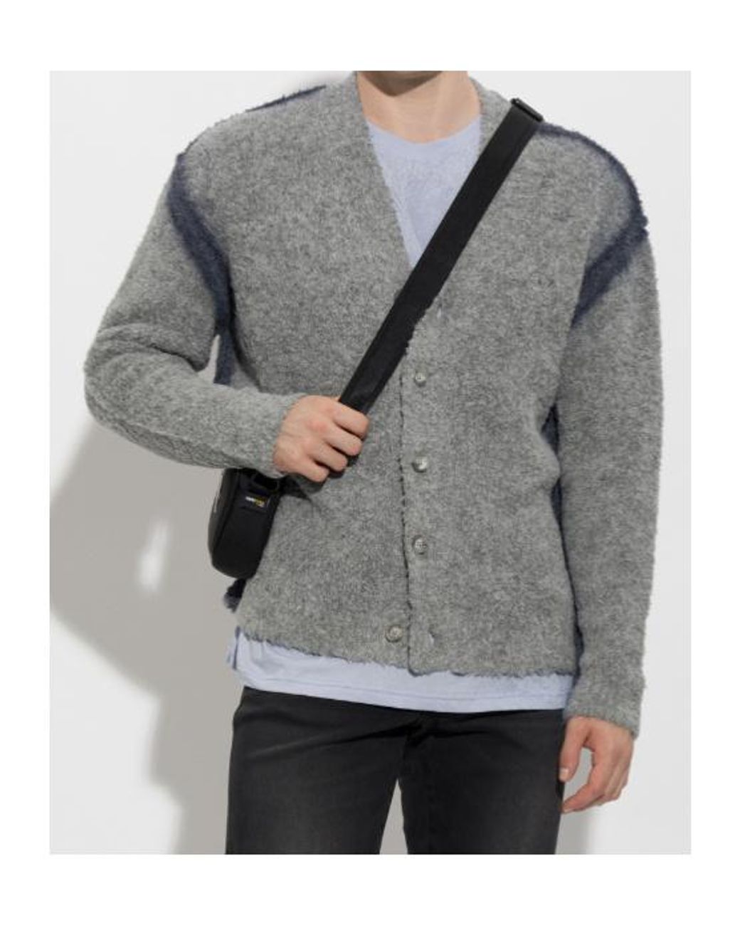 DIESEL Gray K-Remo Textured Knit Cardigan for men