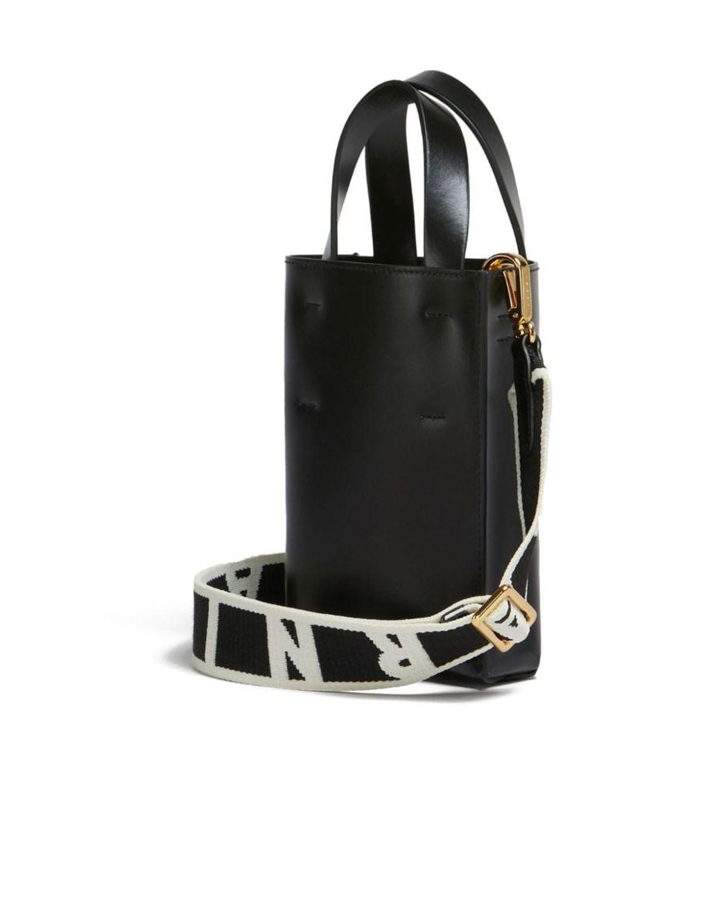 Marni Black Logo Printed Top Handle Bag
