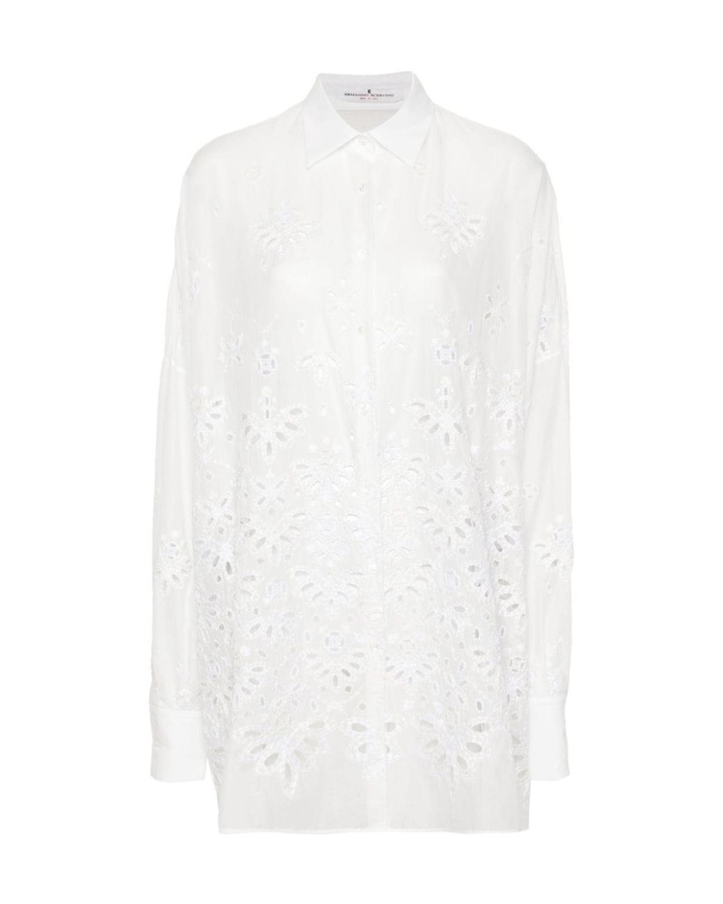 Ermanno Scervino White Broderie Anglaise Buttoned Shirt