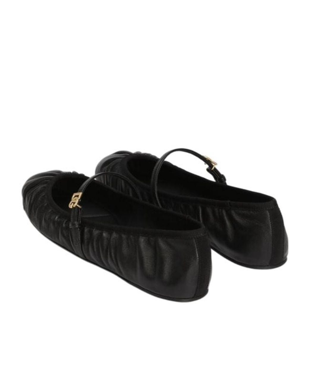 Dolce & Gabbana Black Dg Logo Plaque Ballet Flats