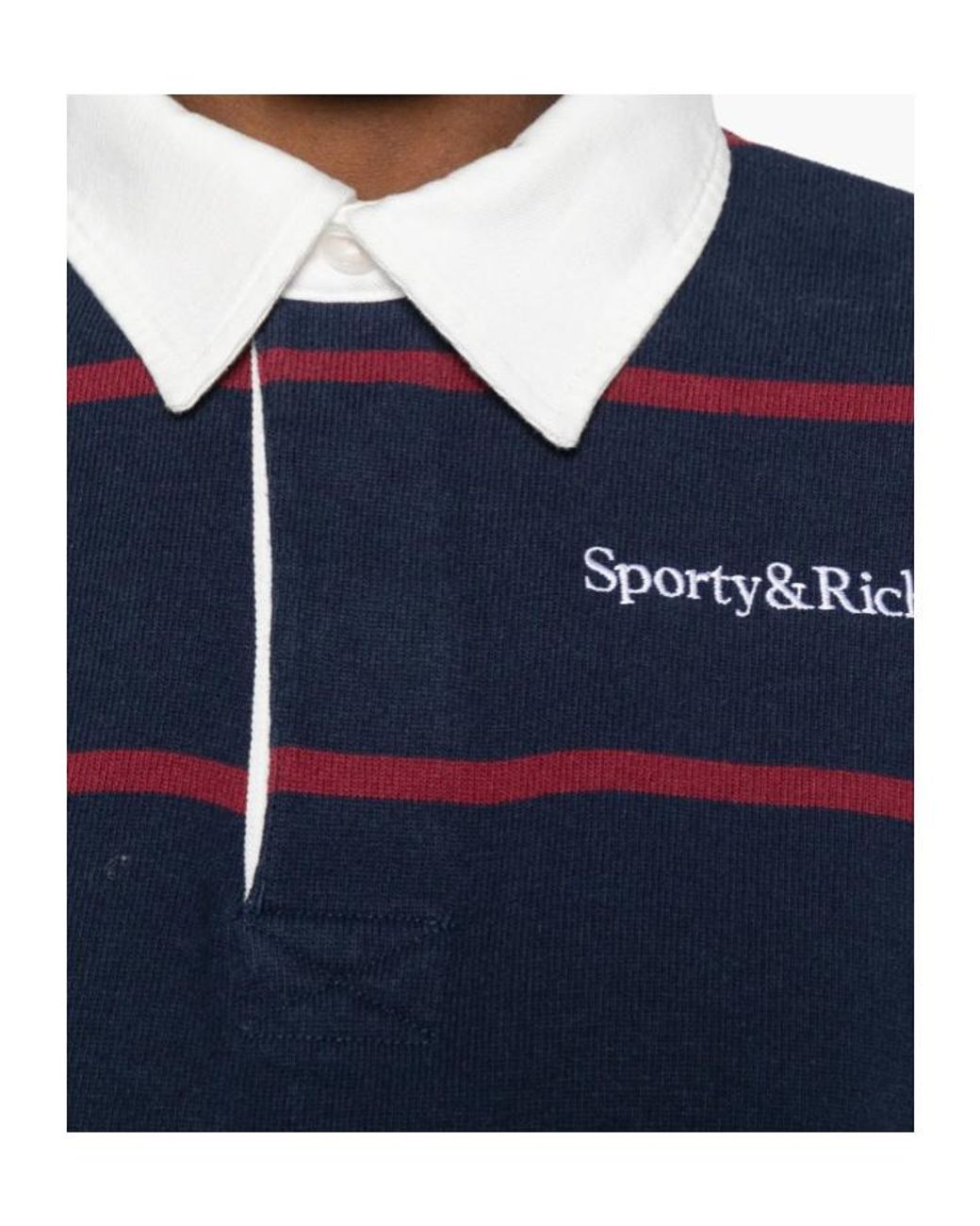 Sporty & Rich Blue Striped Polo Top