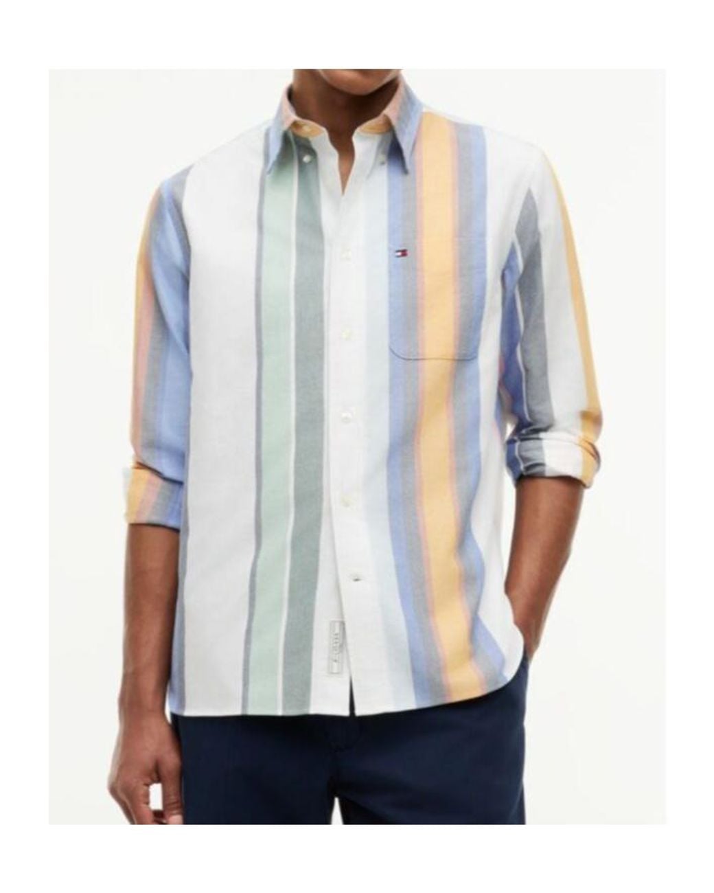 Tommy Hilfiger Blue Relaxed Fit Multicolour Stripe Oxford Shirt for men