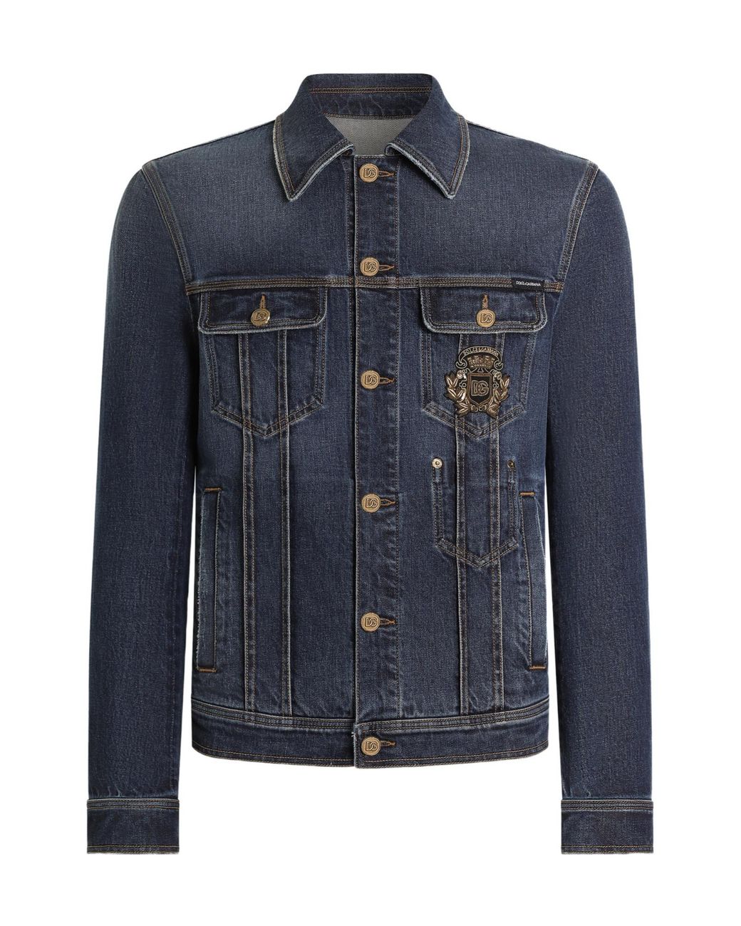 Dolce & Gabbana Blue Denim Jacket With Logo Patch for men