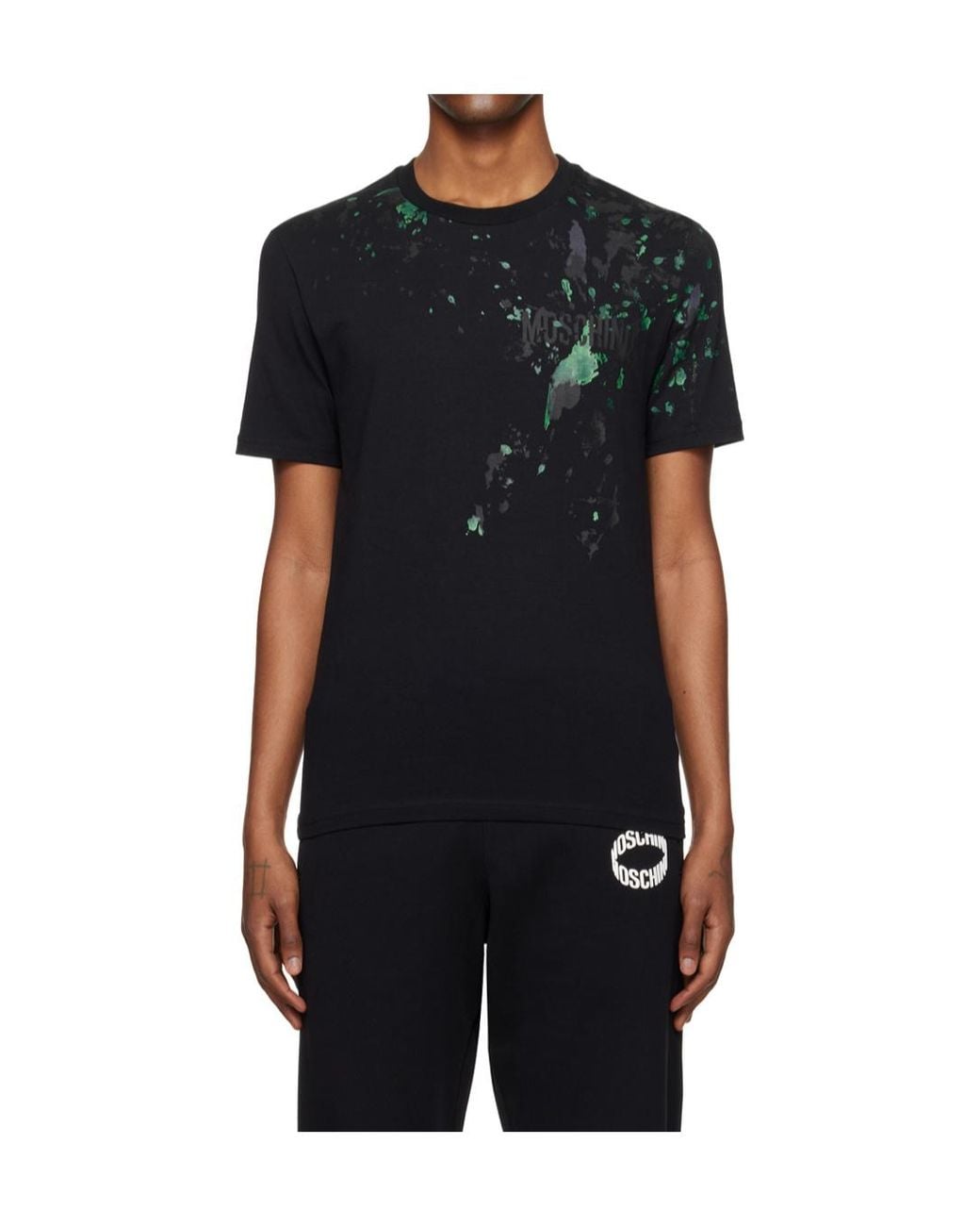 Moschino Black Round Collar Printed T-Shirt for men