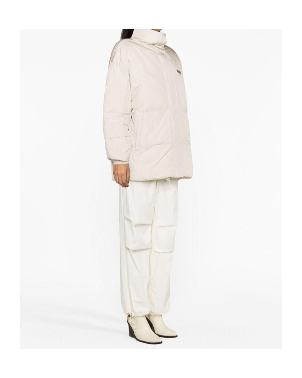 Isabel Marant White Isabel Marant Étoile Logo Patch Drop Shoulder Puffer Jacket