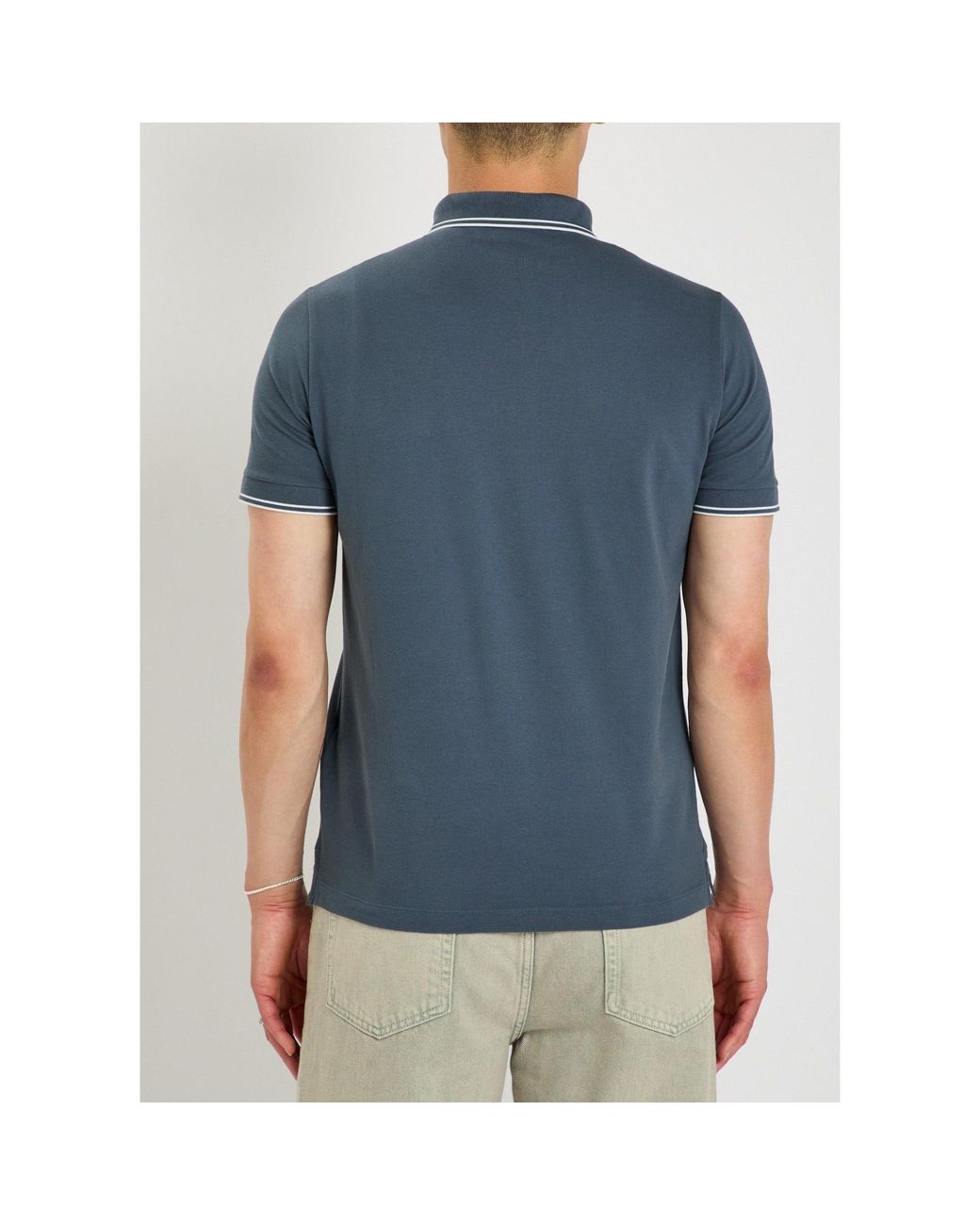 Stone Island Blue Cotton Slim-Fit Short-Sleeve Polo for men