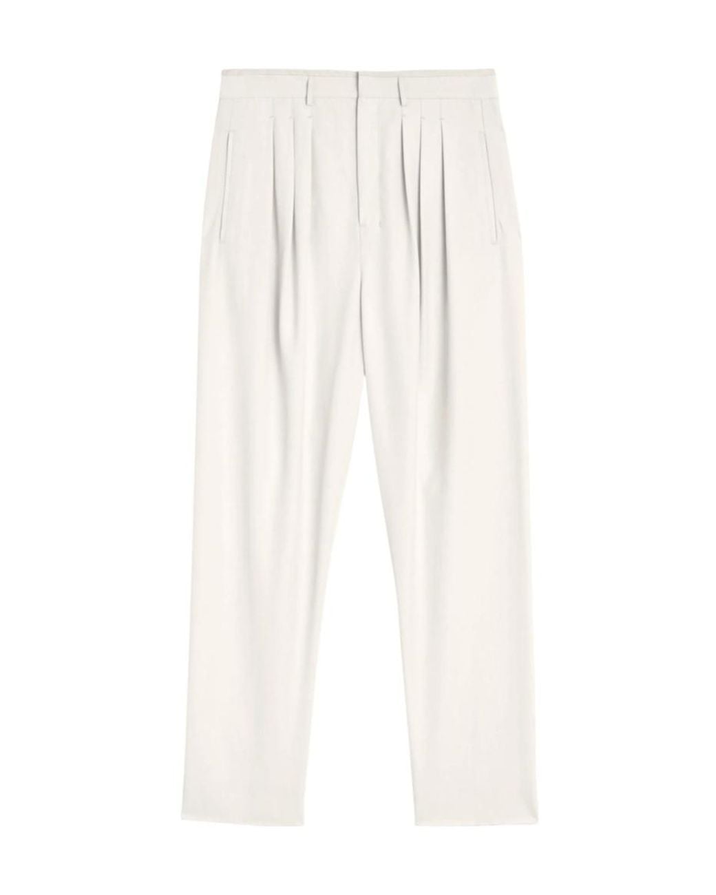 Lemaire White Pleated Wide-Leg Pants