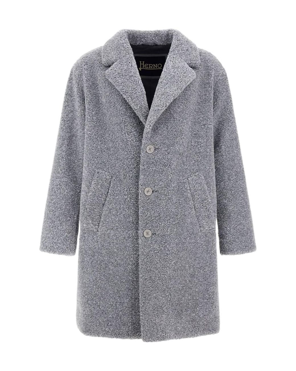 Herno Gray Long-Sleeved Button-Up Coat for men