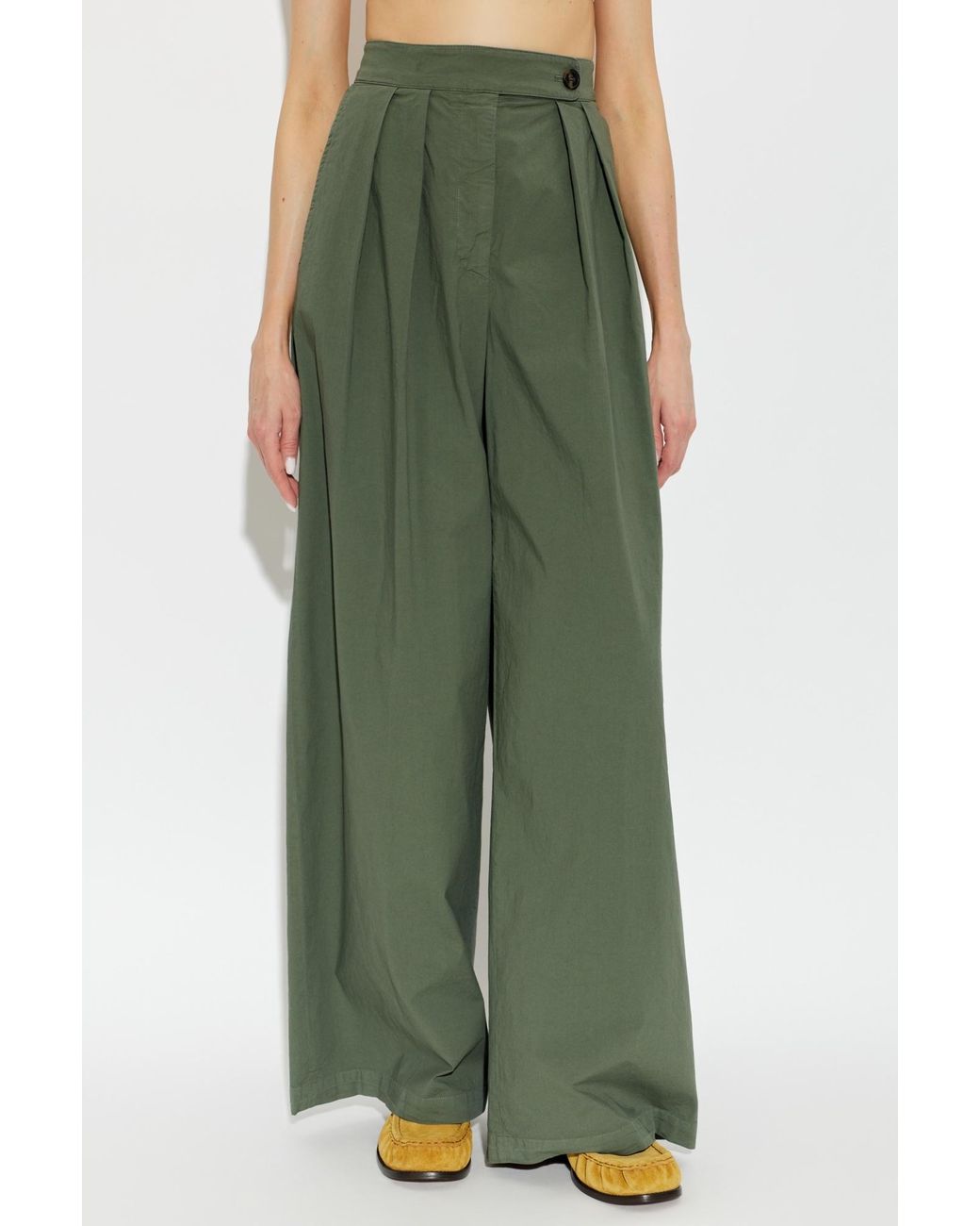 Dries Van Noten Green Wide-Leg Casual Trousers