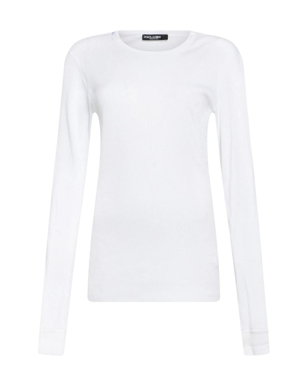 Dolce & Gabbana White Solid-Color Long-Sleeve T-Shirt