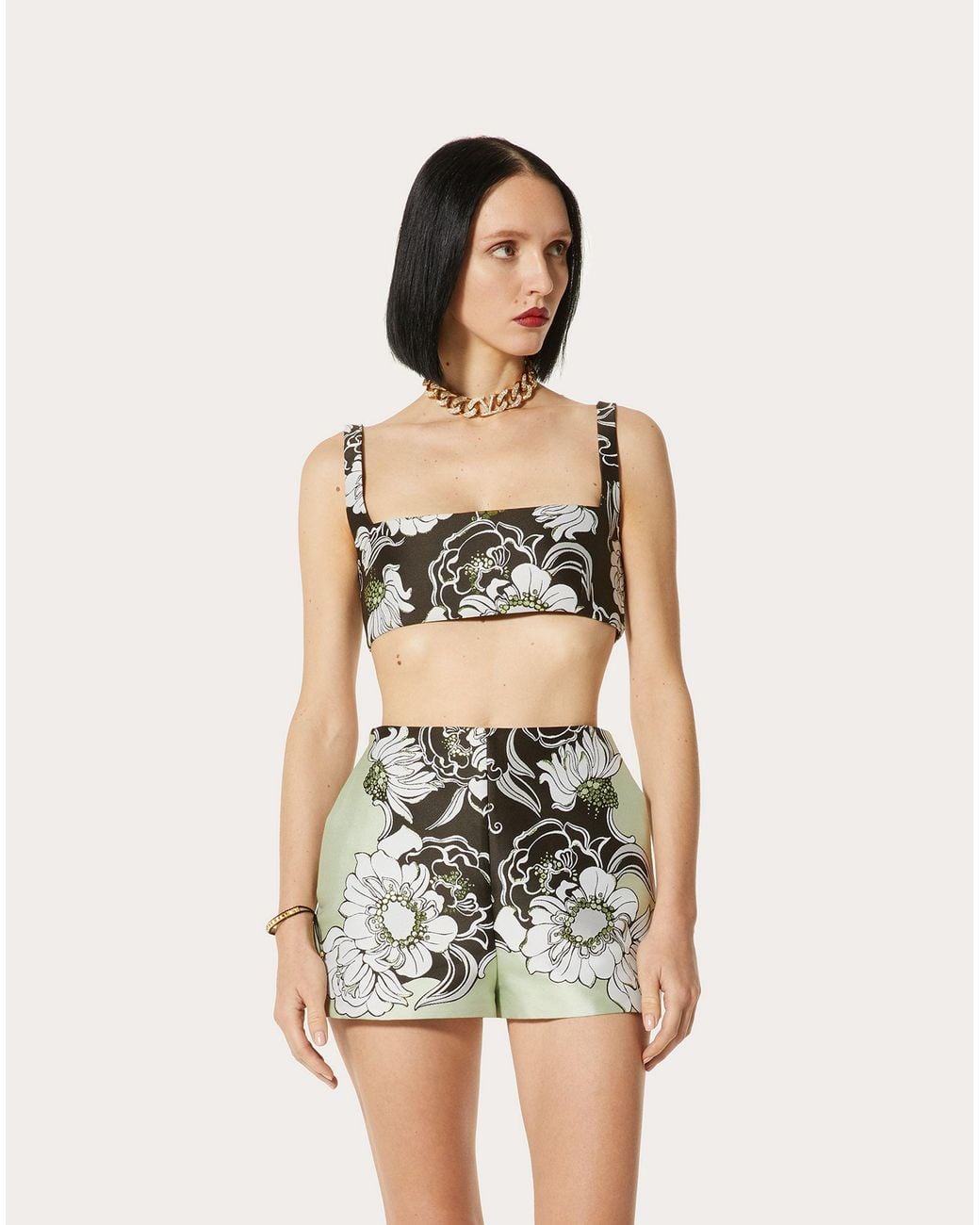 Valentino Gray Printed Pattern Suspender Underwear