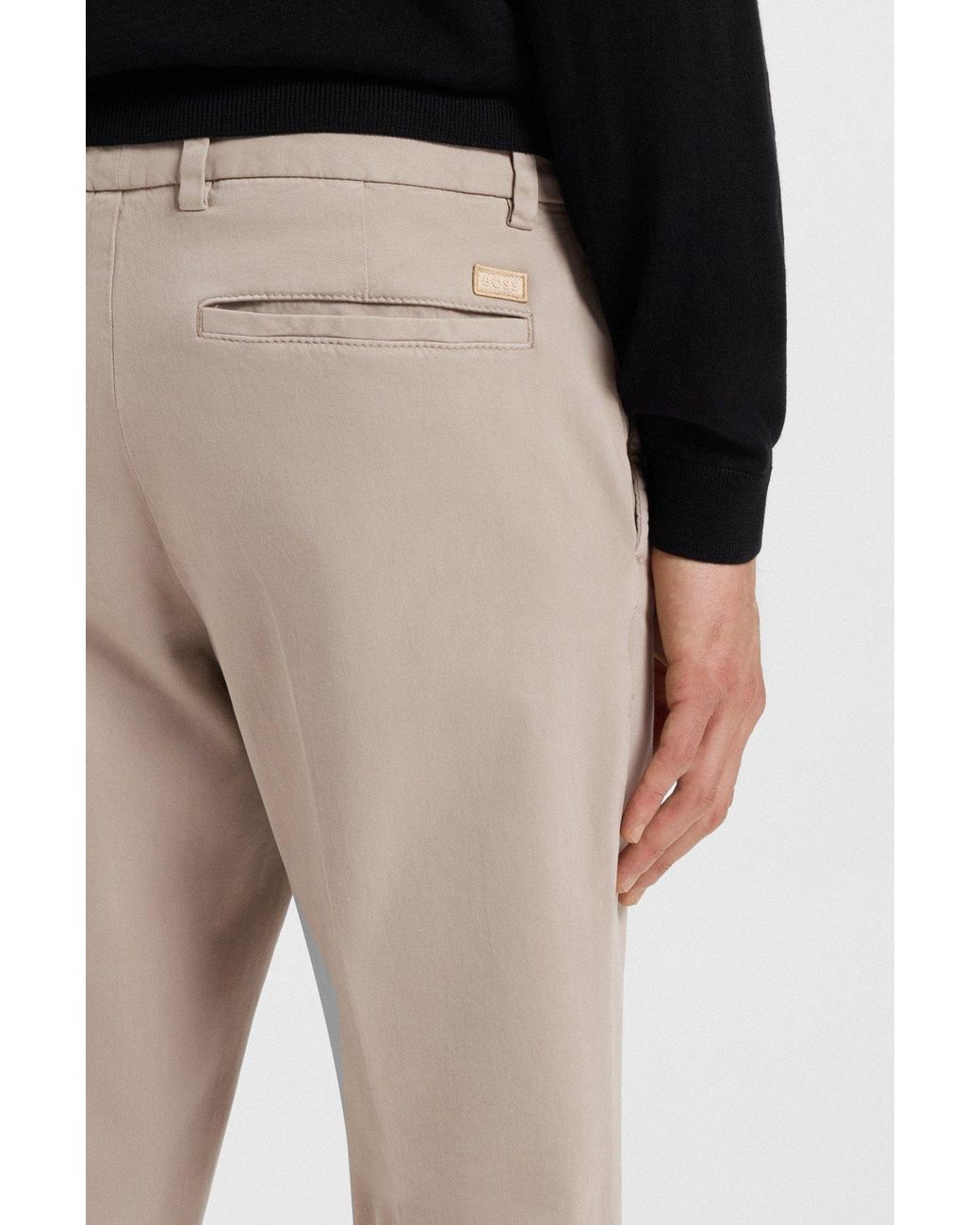 Boss Gray Boss Slim-Fit Stretch Twill Trousers for men