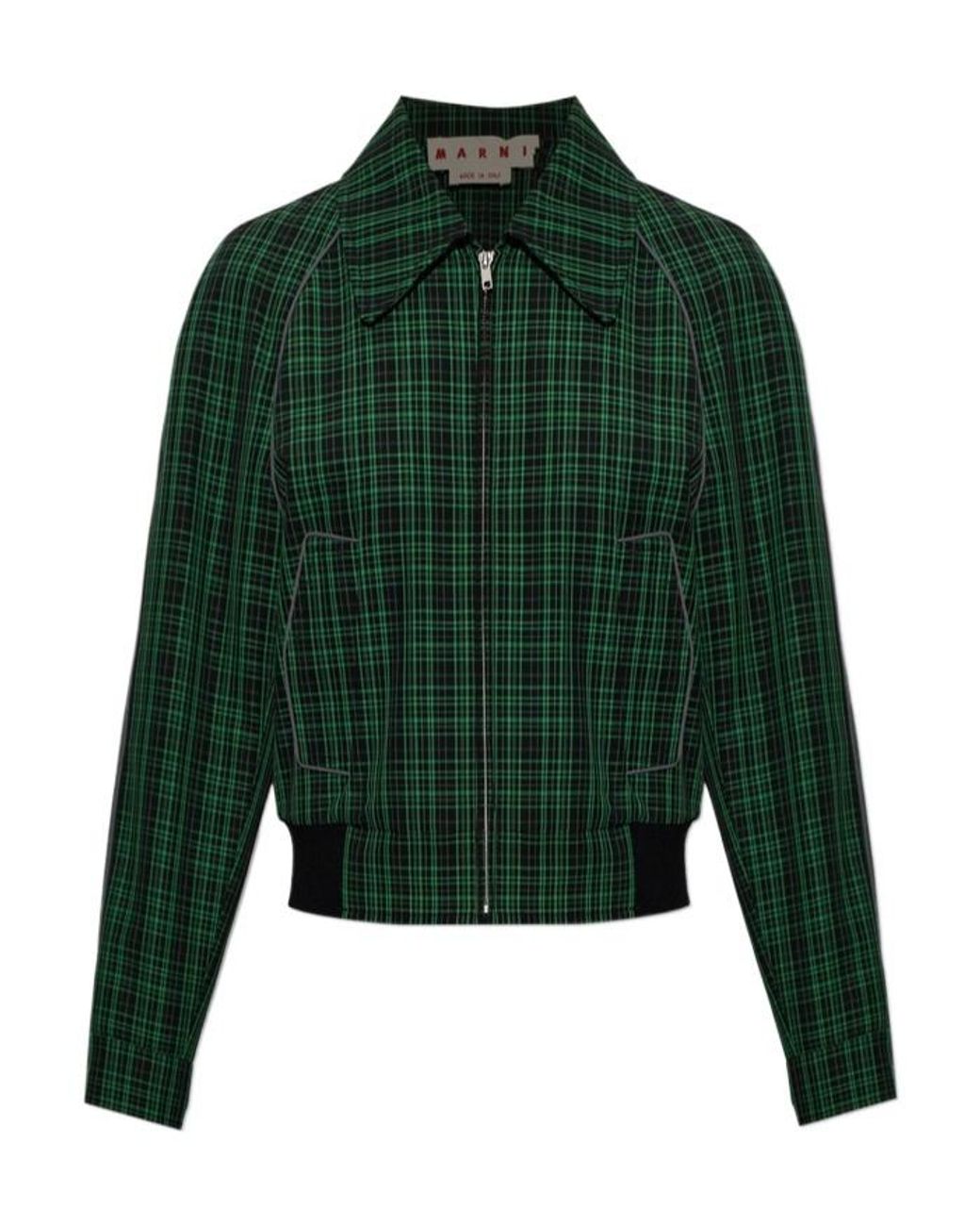 Marni Green Checked Zip-Up Jacket