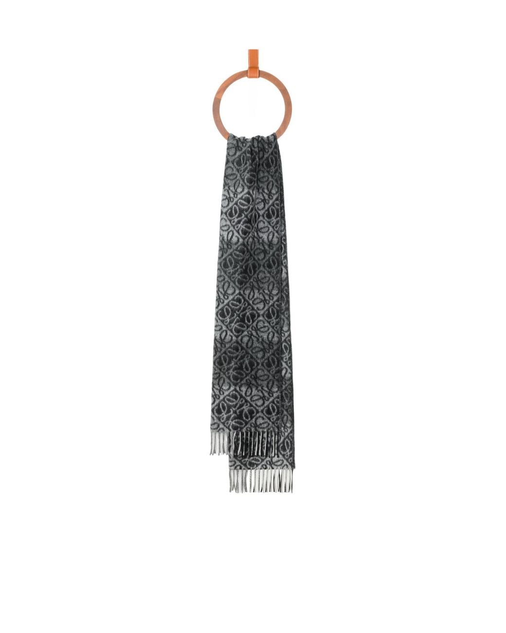 Loewe White Anagram Jacquard Fringed Scarf for men