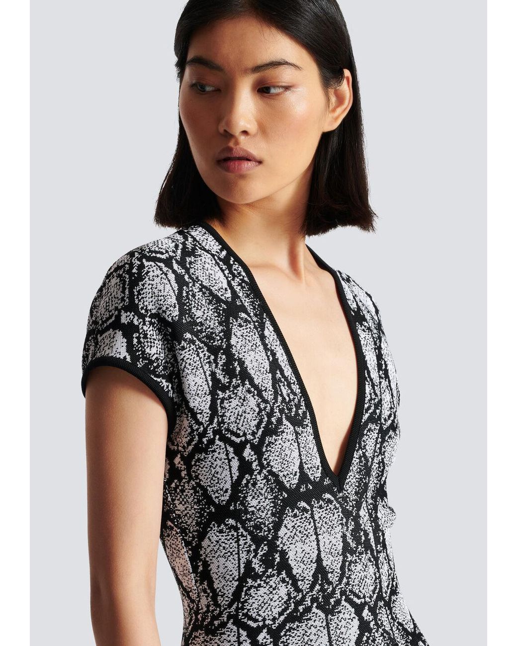 Balmain Black Jacquard Mini Dress