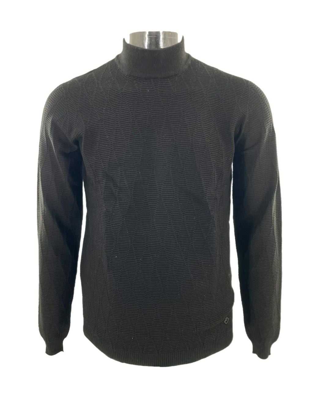 Armani Collezioni Blue Turtleneck Long-Sleeve Knit Top for men