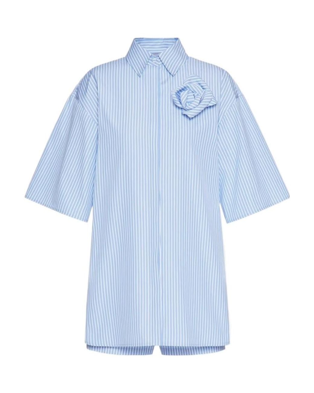 Valentino Blue Classic Stripe Popeline Jumpsuit
