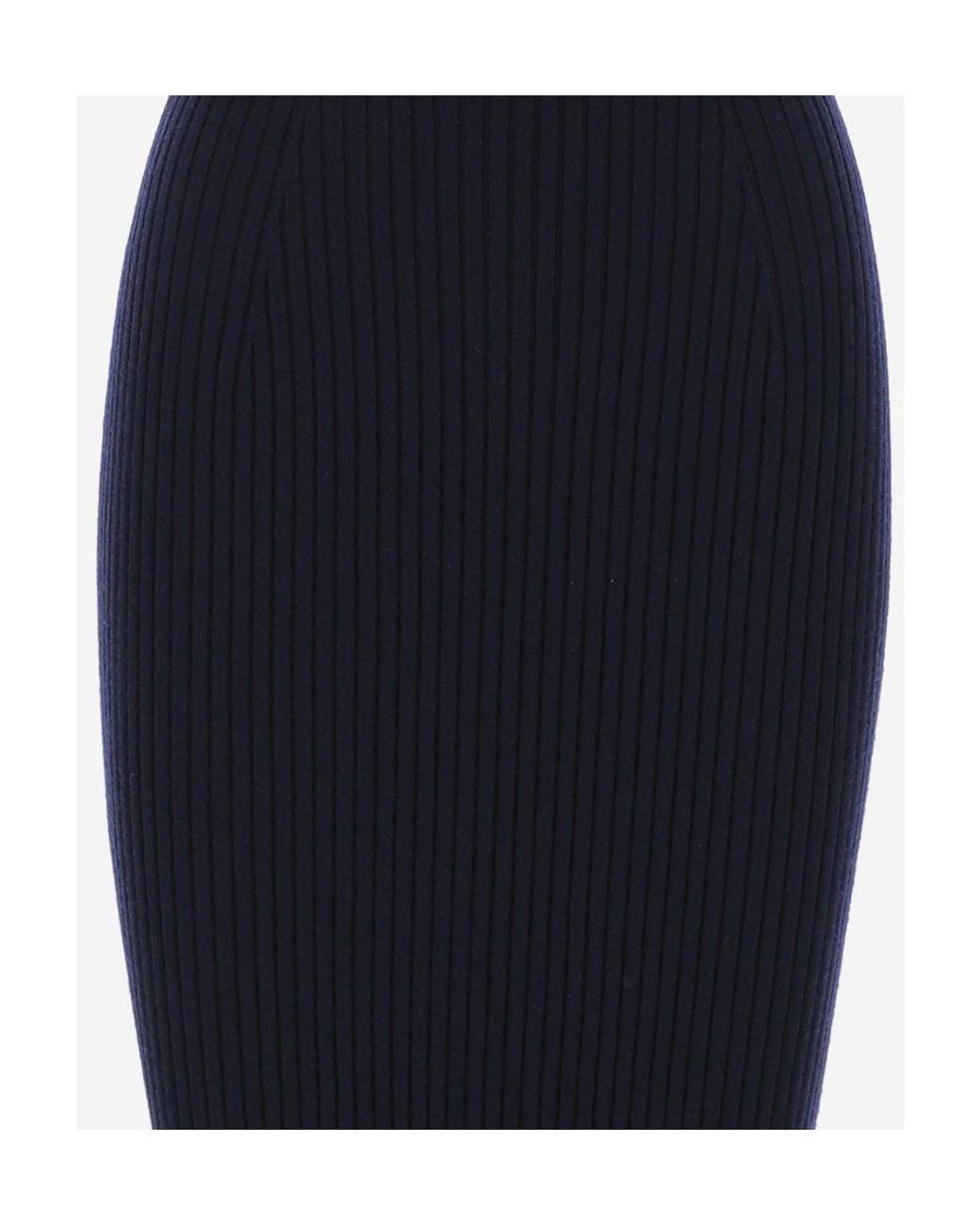 Chloé Blue Wool Cashmere Knitted Skirt