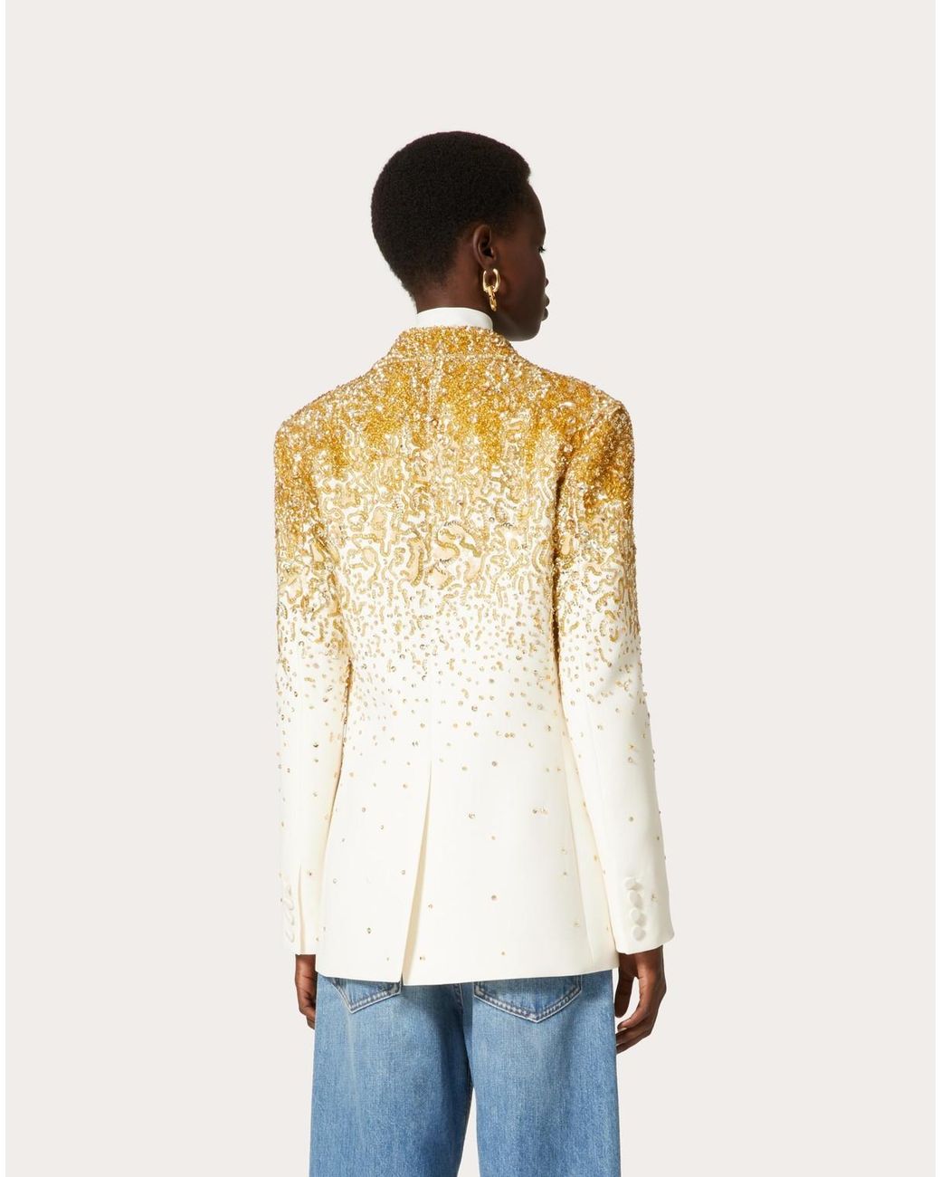 Valentino Natural Embroidered Crepe Couture Blazer