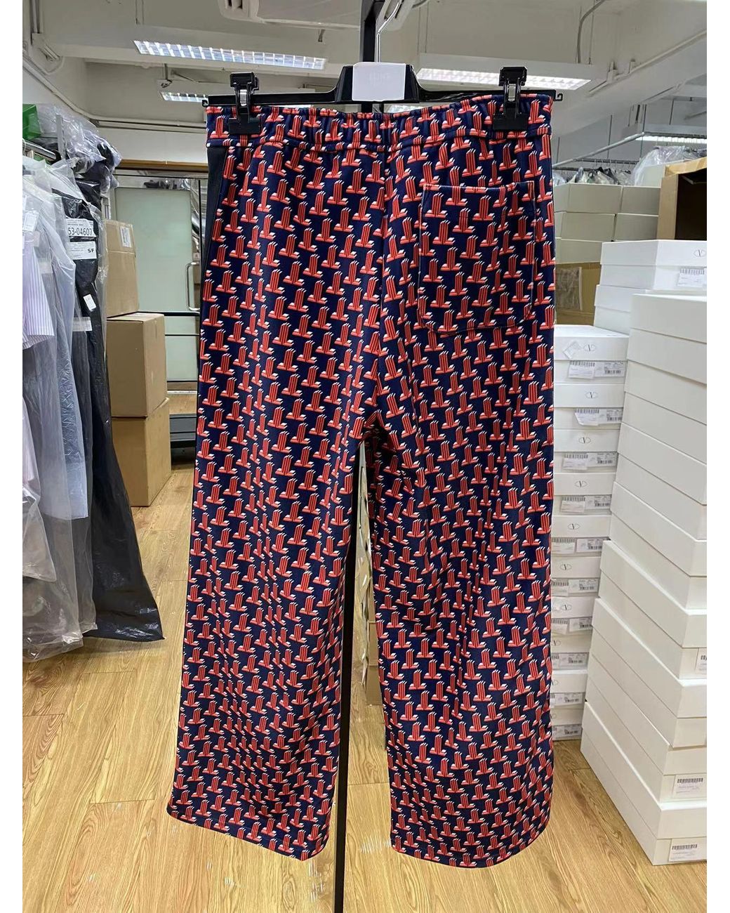 Lanvin Red Logo Pattern Straight Casual Pants