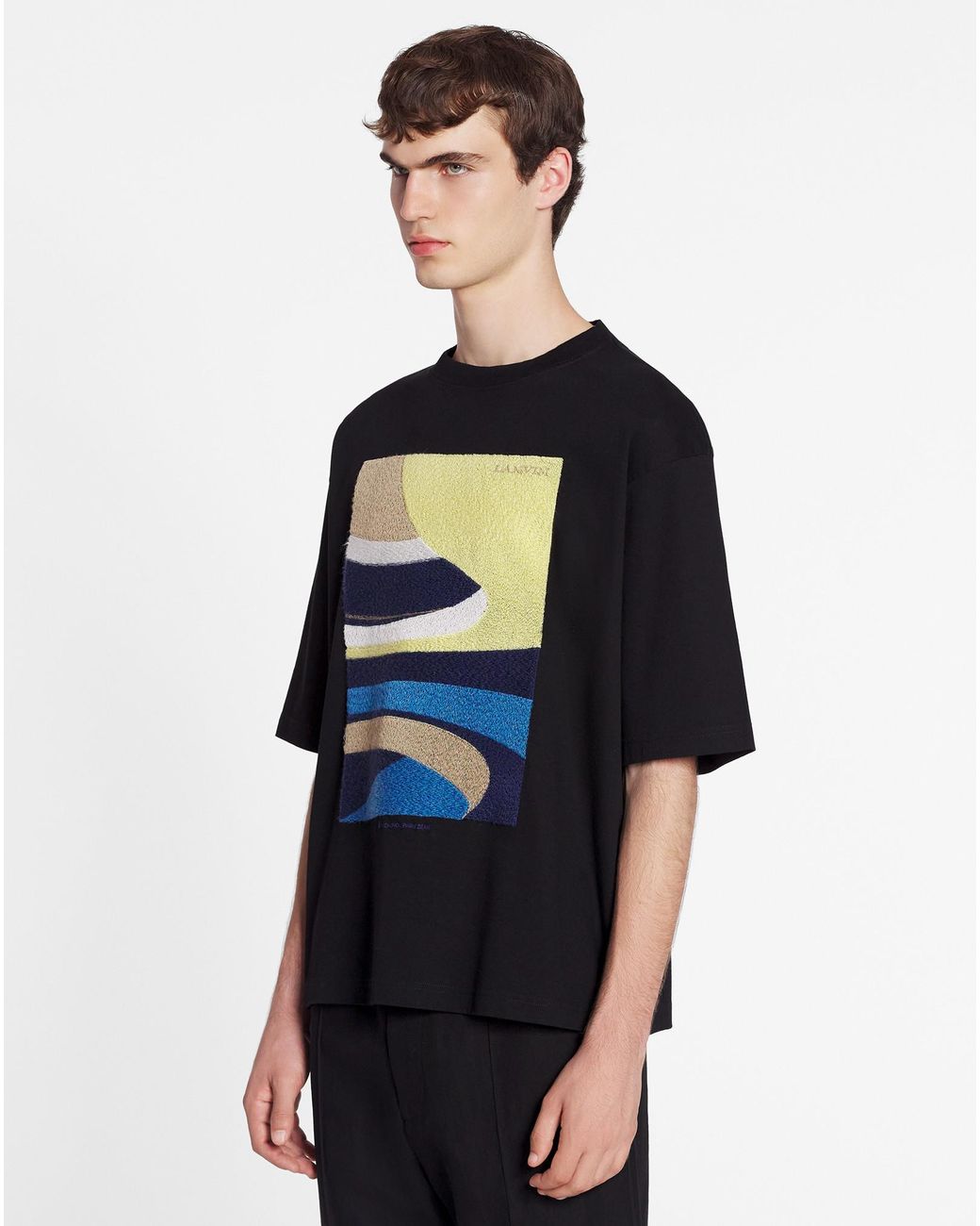 Lanvin Blue Daunou Embroidered Loose-Fit T-Shirt for men
