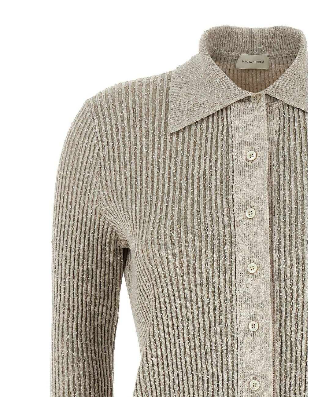 Magda Butrym Gray Marled Collared Jumper