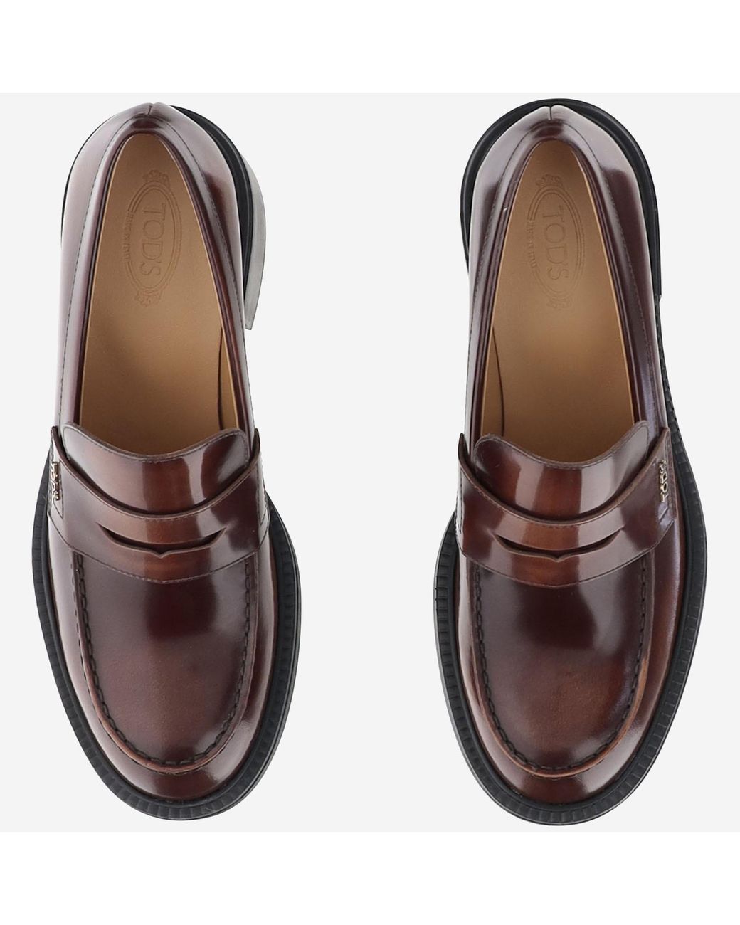 Tod's Black Logo Plaque Heeled Loafers