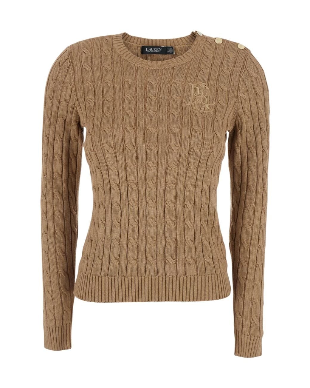Ralph Lauren Brown Lauren Cable Logo Knitted Sweater