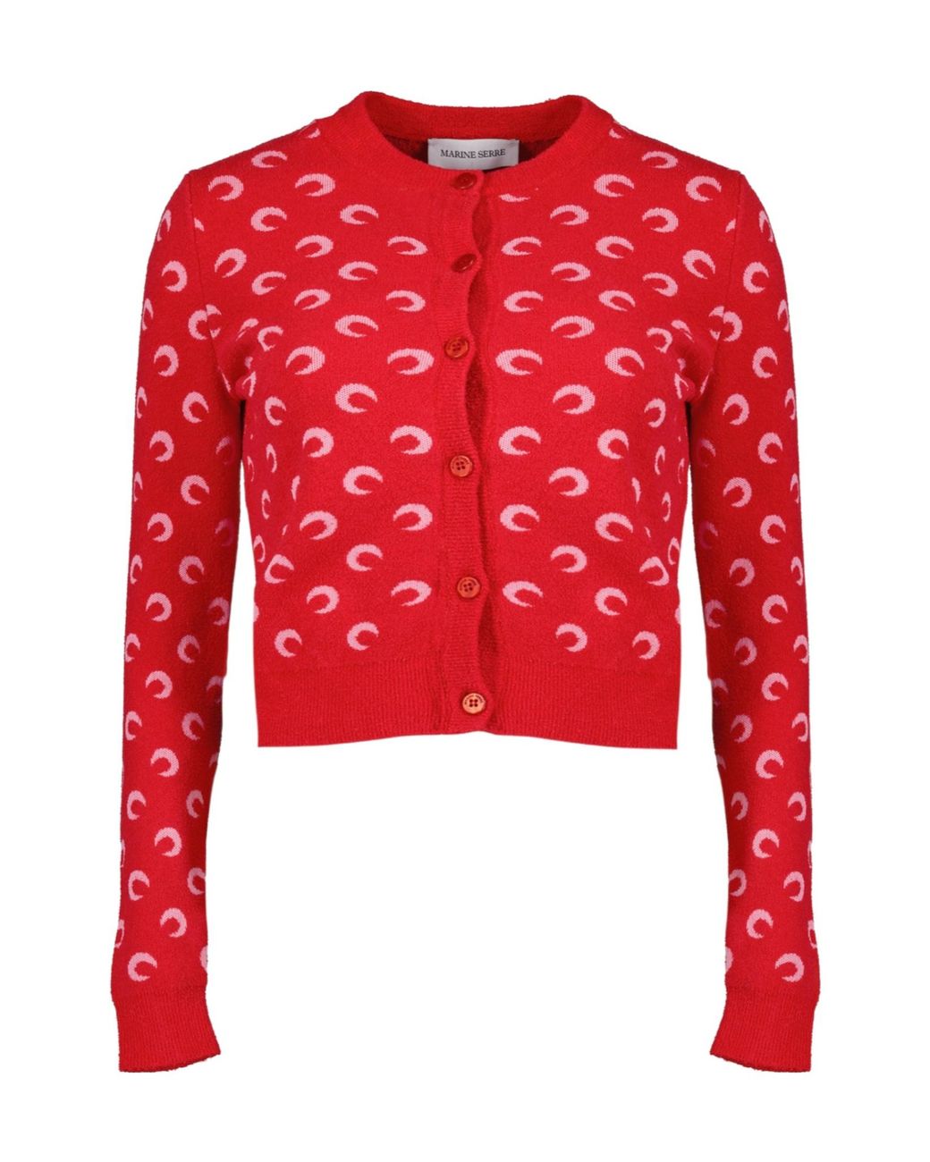 MARINE SERRE Red Moon Pattern Cropped Cardigan
