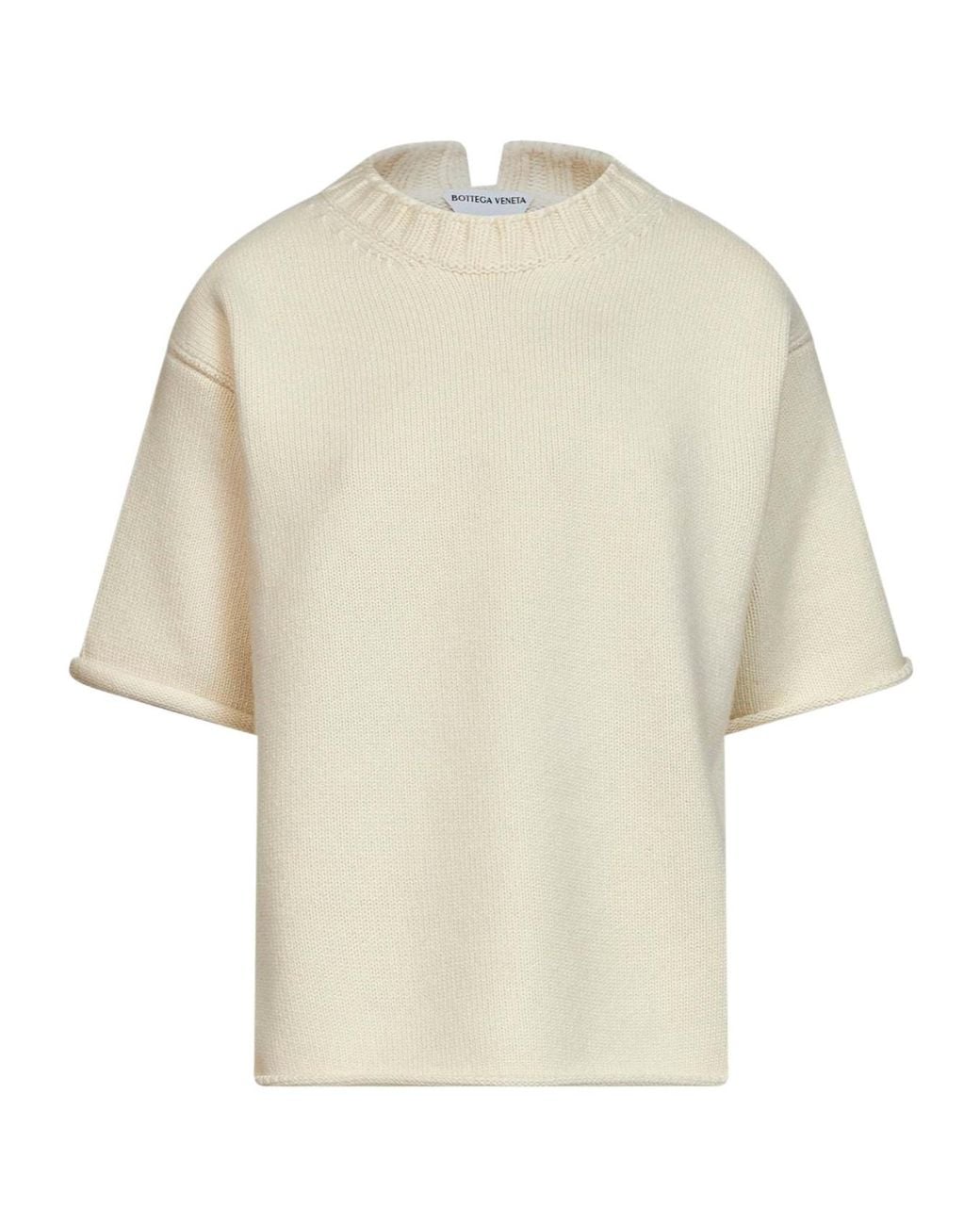 Bottega Veneta White Ribbed Stand-Collar Knitted Top