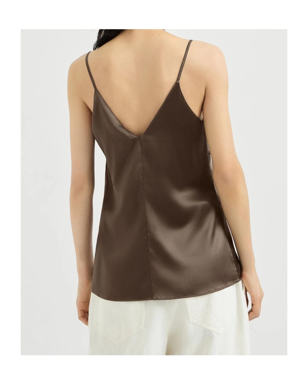 Brunello Cucinelli Brown Stretch Silk Satin Camisole