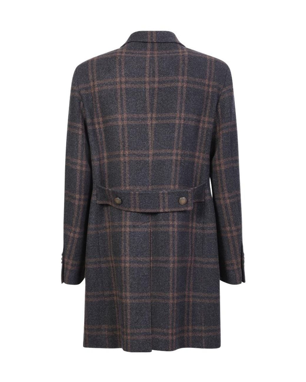 Tagliatore Gray Windowpane Wool Coat for men