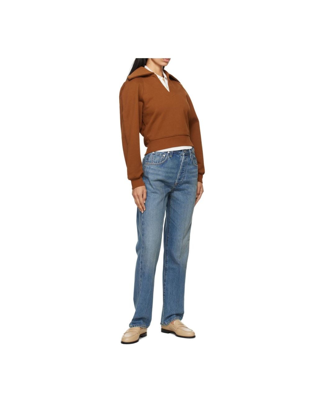 Citizens of Humanity Blue Baretta High-Rise Straight-Leg Organic Jeans