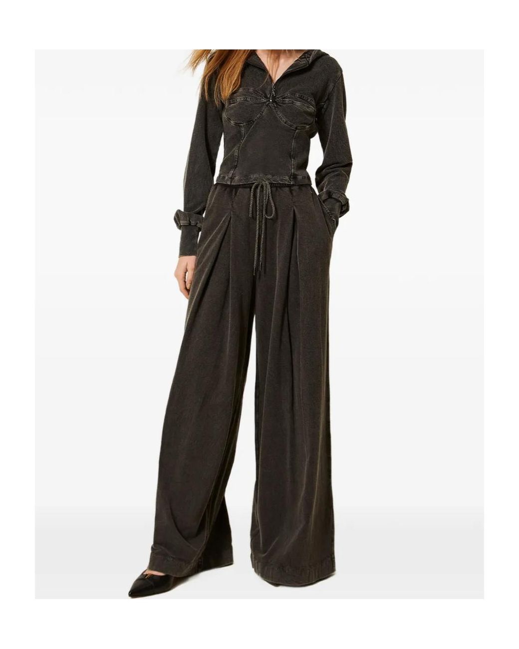 Twinset Brown Cotton Palazzo Trousers