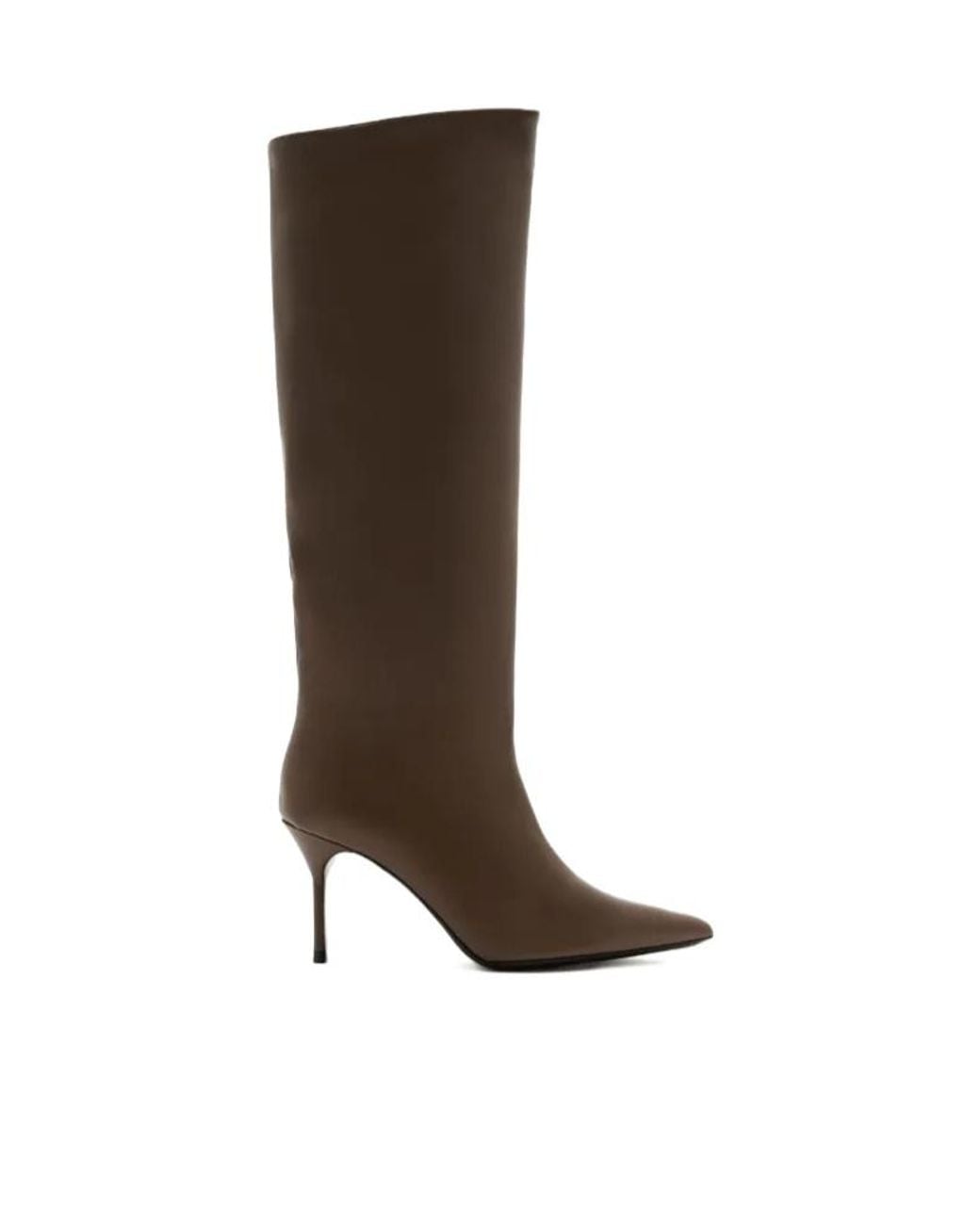 Staud Brown 80Mm Pointed-Toe Leather Boots