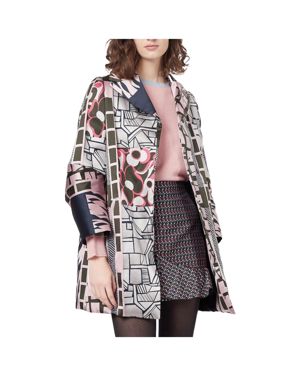 Emporio Armani White Printed Hooded Coat